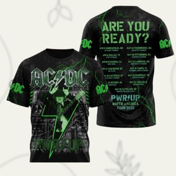 AC-DC Power Up 2025 3D Shirt, Rock Band Power Up Tour 2025 Shirt, Pwr Up Tour Gift For Fan, AC-DC Band Unisex Shirt, AC-DC Lover Gift