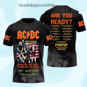 AC-DC North America 2025 Tour Shirt, Classic Rock Band Tee, Vintage Concert Merch, Music Festival Outfit, Rock Music Gift for Fans
