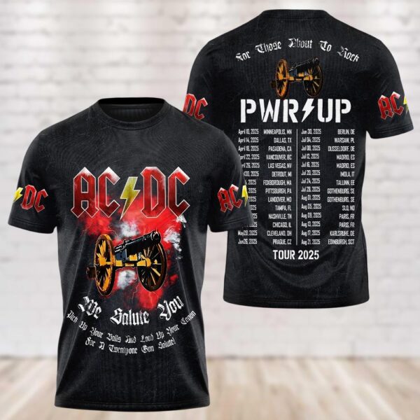 Power Up Tour 2025 Shirt, AC-DC Two Sided Shirt, Rock Band 3D Hoodie, Pwr Up Tour Tee, AC-DC Band Fan Gift, AC-DC Merch