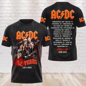 AC-DC Power Up Tour 2025 Shirt, AC-DC 52 Years Two Sided Shirt, Rock Band 3D Hoodie, Pwr Up Tour Unisex Shirt, Gift For AC-DC Fan