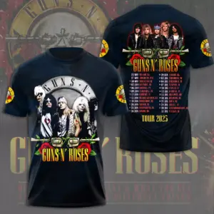 Guns N Roses 2025 Tour 3D T-Shirt – Licensed & Exclusive Rock Band Tee S-5XL M03