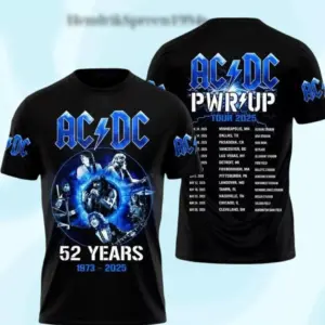 AC-DC 52 Years Tour 2025 3D Shirt, Rock Music Tour Shirt, Gift for Him Size S-4Xl