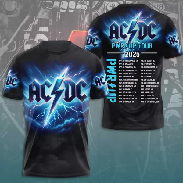 New 2025 AC-DC Pwr Up World Tour 2 Sided Shirt, Tour Rock Band Shirt Gift For Fan