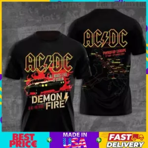 AC-DC Demon Fire PWR Up Tour 2025 Music 3D T-Shirt Gift Fans All Size S-4XL