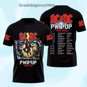 AC-DC Pwr up Tour 2025 3D Shirt, Rock Band Merch Black unisex S-234XL D795