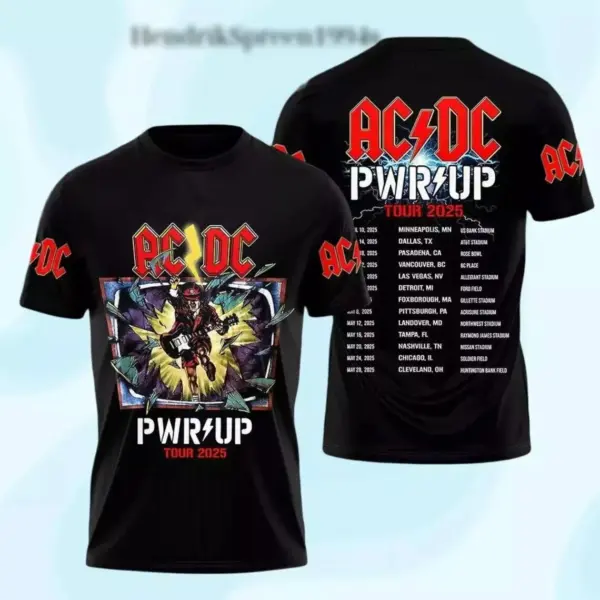AC-DC Pwr up Tour 2025 3D Shirt, Rock Band Merch Black unisex S-234XL D795
