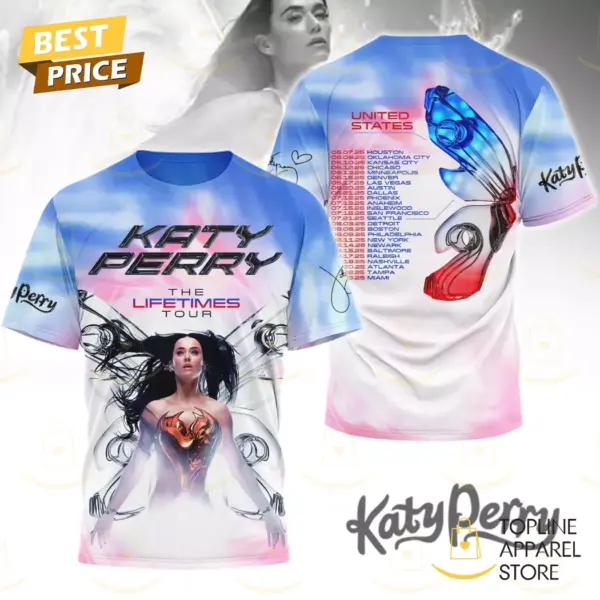 Katy Perry The Lifetimes Tour 2025 Signature 3D T-Shirt