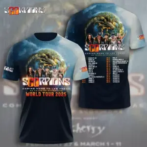 World Tour 2025 Hot Scorpions Band 3D Tshirt Great Design New shirt