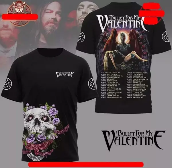 Bullet For My Valentine The Poisoned Ascendancy Tour 2025 Shirt 3D Tshirt hot