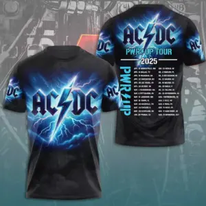 New 2025 AC-DC Pwr Up World Tour 2 Sided Shirt, Tour Rock Band Shirt Gift For Fan