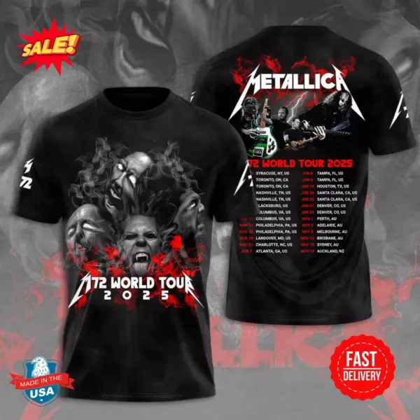 Metallica M72 World Tour Date 2025 3D Shirt S-5XL