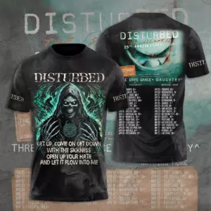 Disturbed The Sickness 25th Anniversary Tour 2025 3D T-Shirt !! HOT !! ALL SIZE