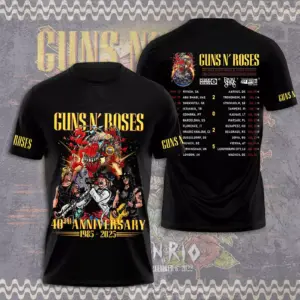 Guns N Roses 2025 Tour 3D T-Shirt – Licensed & Exclusive Rock Band Tee S-5XL M08