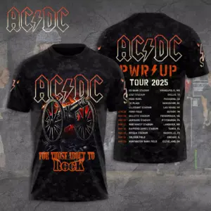 New 2025 AC-DC Pwr Up World Tour 2 Sided Shirt, Tour Rock Band Shirt Gift For Fan