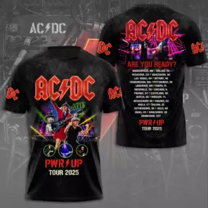 New 2025 AC-DC Pwr Up World Tour 2 Sided Shirt, Tour Rock Band Shirt Gift For Fan