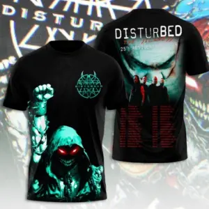 25th anniversary Disturbed 3D Tshirt Music band, Tour 2025, all Size, New