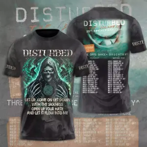 Disturbed 2025 Tour Date 3D Printed T-Shirt, Unisex All Size, Gift For Fans Gift