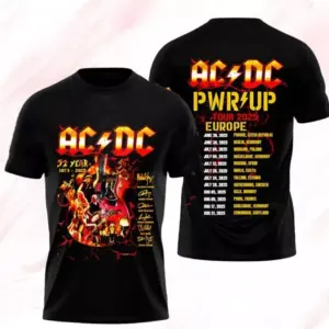 AC-DC Music World Tour Tee Power Up 2025 T-shirt, AC-DC Tee Shirt Gift For Fans
