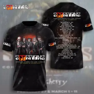 Scorpions Band 3D T-shirt 2025 World Tour Coming Home To Las Vegas Shirt