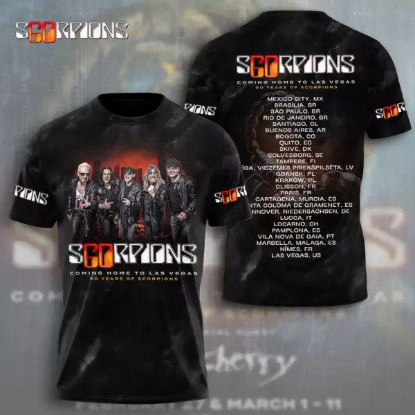 Scorpions Band 3D T-shirt 2025 World Tour Coming Home To Las Vegas Shirt