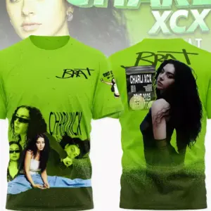 Charli Xcx Brat 2025 Arena Tour 3D T-Shirt