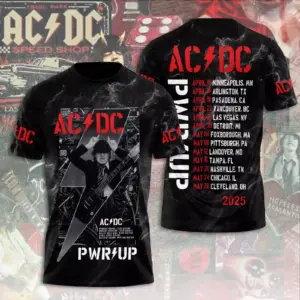 New 2025 AC-DC Pwr Up World Tour 2 Sided Shirt, Tour Rock Band Shirt Gift For Fan