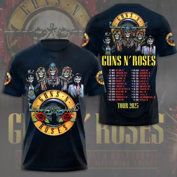 Guns N Roses 2025 Tour 3D T-Shirt – Licensed & Exclusive Rock Band Tee S-5XL M01