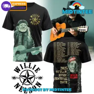 Wi*Llie Nel*Son 2025 Outlaw Music Festival Tour 3D T-Shirt