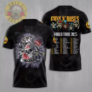 Guns N Roses Tour 2025 3D T-Shirt – Licensed & Limited Rock Band Shirt S-5XL Hot