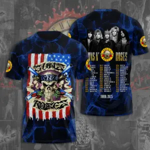 Guns N Roses Tour 2025 3D T-Shirt – Licensed & Limited Rock Band Shirt S-5XL M40