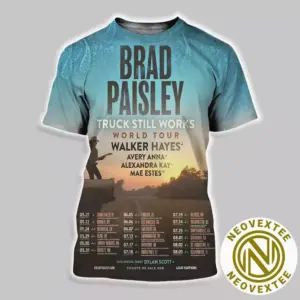 Brad Paisley Truck Still Works World Tour 2025 Schedule Dates List 3D Shirt