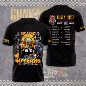 Guns N Roses 2025 Tour 3D T-Shirt – Licensed & Exclusive Rock Band Tee S-5XL M09