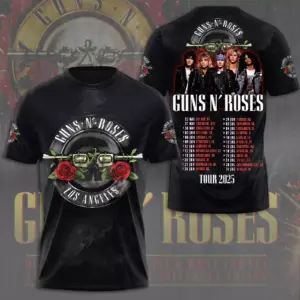 Guns N Roses 2025 Tour 3D T-Shirt – Licensed & Exclusive Rock Band Tee S-5XL M02