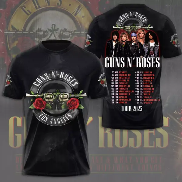 Guns N Roses 2025 Tour 3D T-Shirt – Licensed & Exclusive Rock Band Tee S-5XL M02