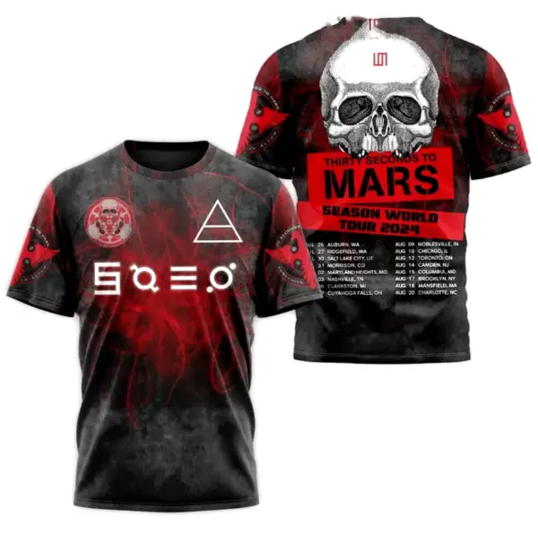 Thirty Second To Mars Season World Tour 2024 Fan AOP 3D T-shirt Gift for Men Wom