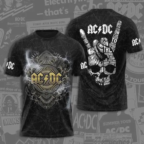 New sale!!! 2025 AC-DC Pwr Up World Tour 2 Sided Shirt, Rock Band AC-DC 3D Apparel