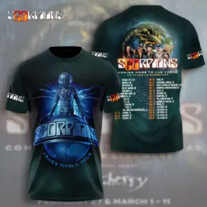 Scorpions Band 3D Tshirt Crazy World Tour 2025 Coming Home To Las Vegas