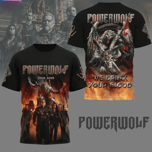 Powerwolf We Drink Your Blood Tour 2025 3D T-Shirt