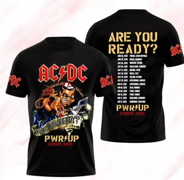 AC-DC 2025 Shirt, Pwr Up Tour Gift For Fan, Music Band Unisex Tee, Hard Rock Tee,