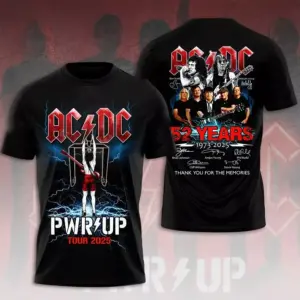 AC-DC Power Up Tour Shirt, AC-DC 52 Years Hoodie, Rock Band Shirt Pwr Up Tour 2025
