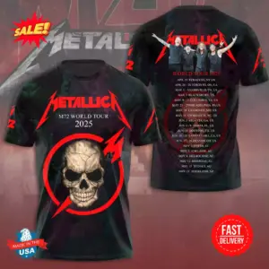 Hot!! Metalica M72 World Tour Date 2025 3D Shirt S-5XL Gift Fan Men Women