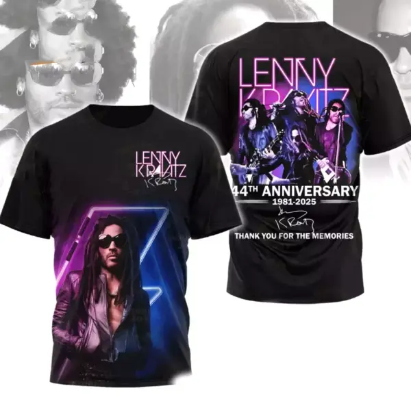 Lenny Kravitz 44th Anniversary 1981-2025 Thanks For Memories AOP 3D T-shirt