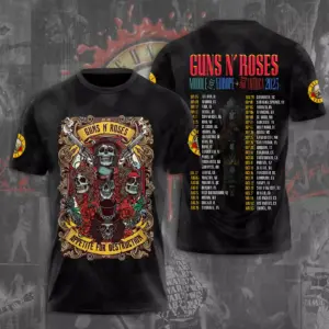 Guns N Roses Tour 2025 3D T-Shirt – Licensed & Limited Rock Band Shirt S-5XL M47
