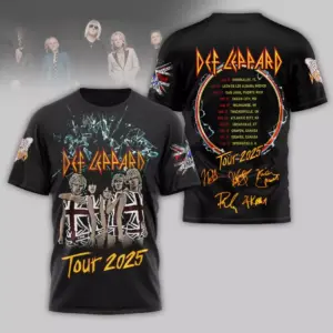 Def Leppard Tour 2025 Signature 3D T-Shirt