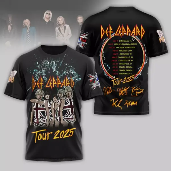 Def Leppard Tour 2025 Signature 3D T-Shirt
