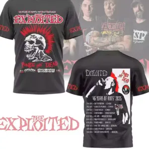 The Exploited 46 Years Of Riots 2025 The Schedule Of Greatness T-Shirt 3D Gift
