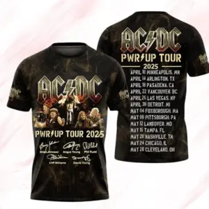 AC-DC Power Up 2025 3D Tshirt, Pwr Up Tour Gift For Fan, Music Lover Shirt