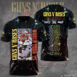 New Gns N Roses 3d T Shirt Tour 2025 Best Price High Quality For Music Lovers