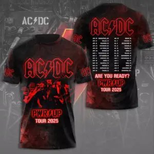 New 2025 AC-DC Pwr Up World Tour 2 Sided Shirt, Tour Rock Band Shirt Gift For Fan