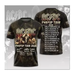2025 AC-DC Pwr Up World Tour Two Sided Shirt, North American Tour Shirt Rock Band